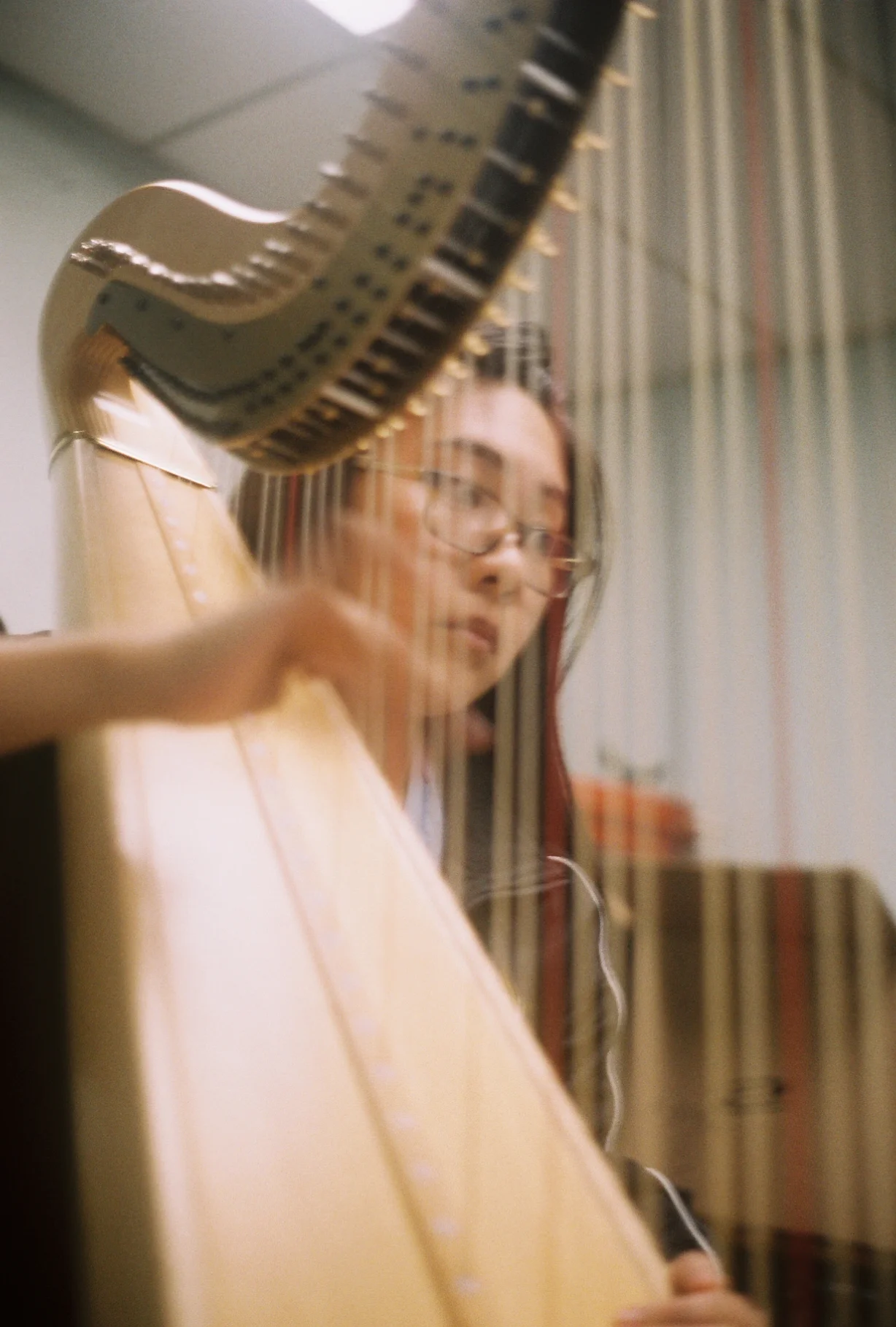 gabby plays harp at lunchtime