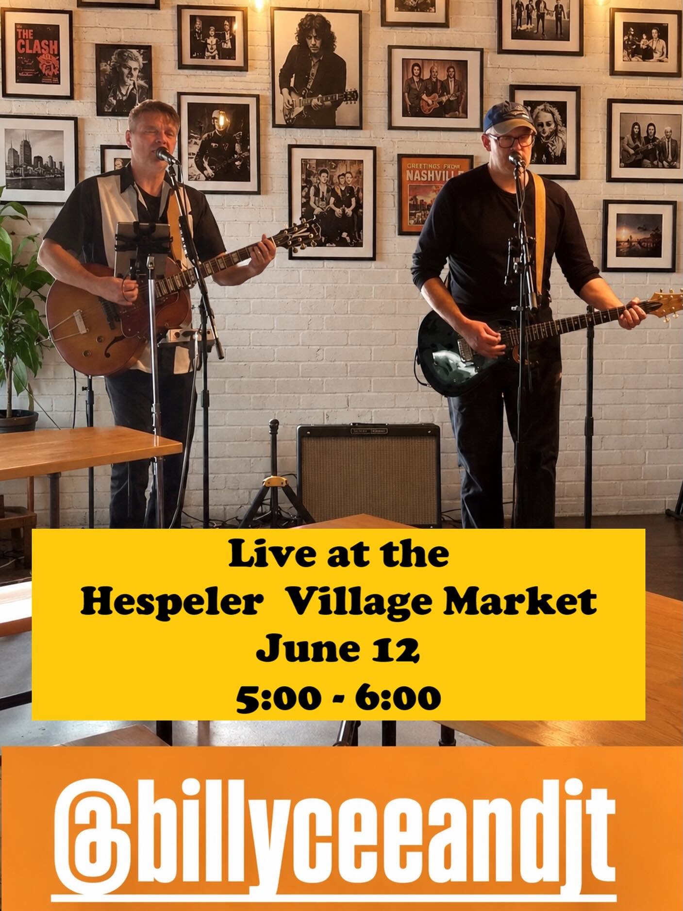 🎶 This Week&rsquo;s Entertainment: Billy Cee &amp; JT! 🎶

We&rsquo;re excited to welcome Billy Cee &amp; JT to the Hespeler Farmers&rsquo; Market this Friday! Their passion for live music, energy, and connection with the community make them the per