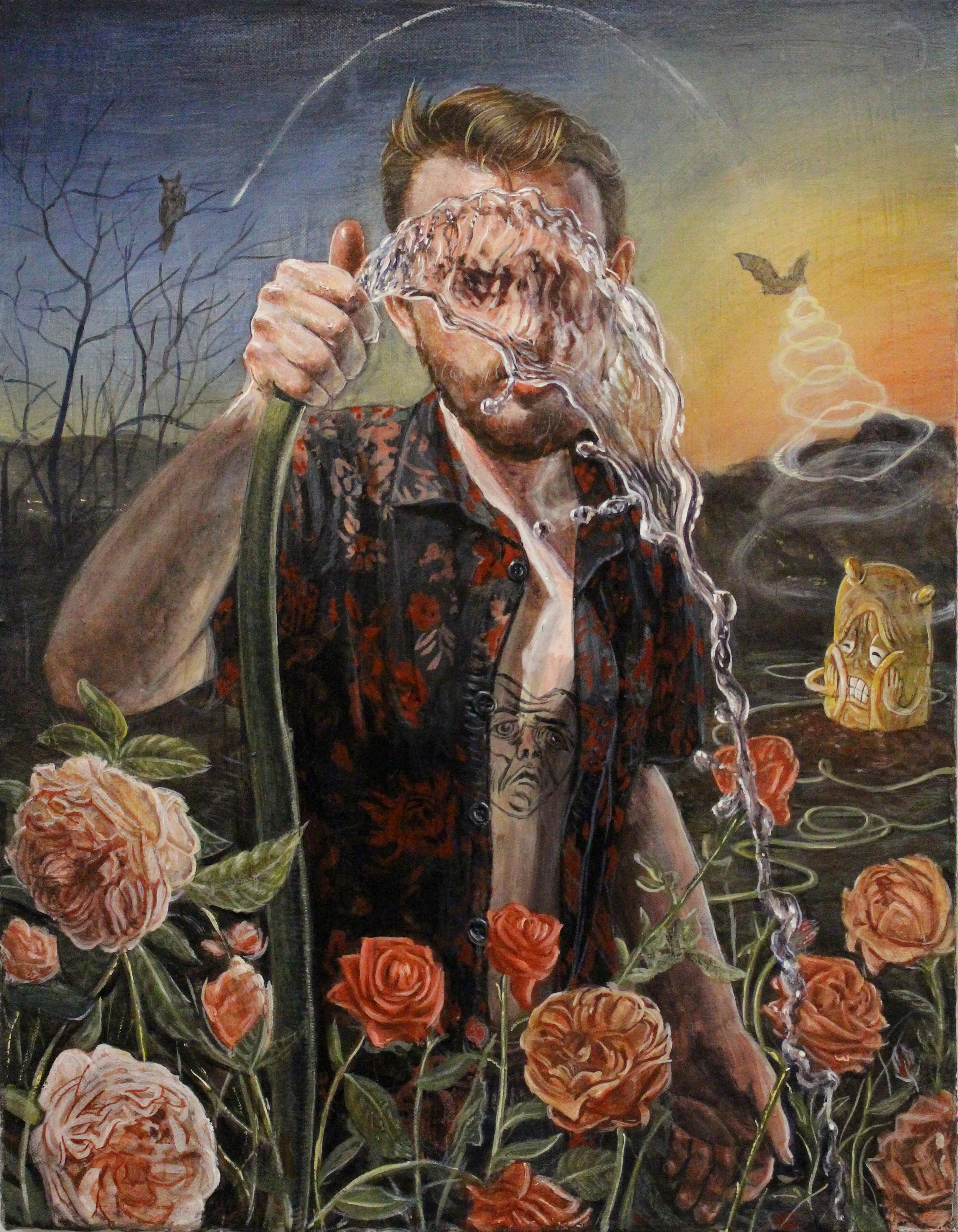 Watering the flowers