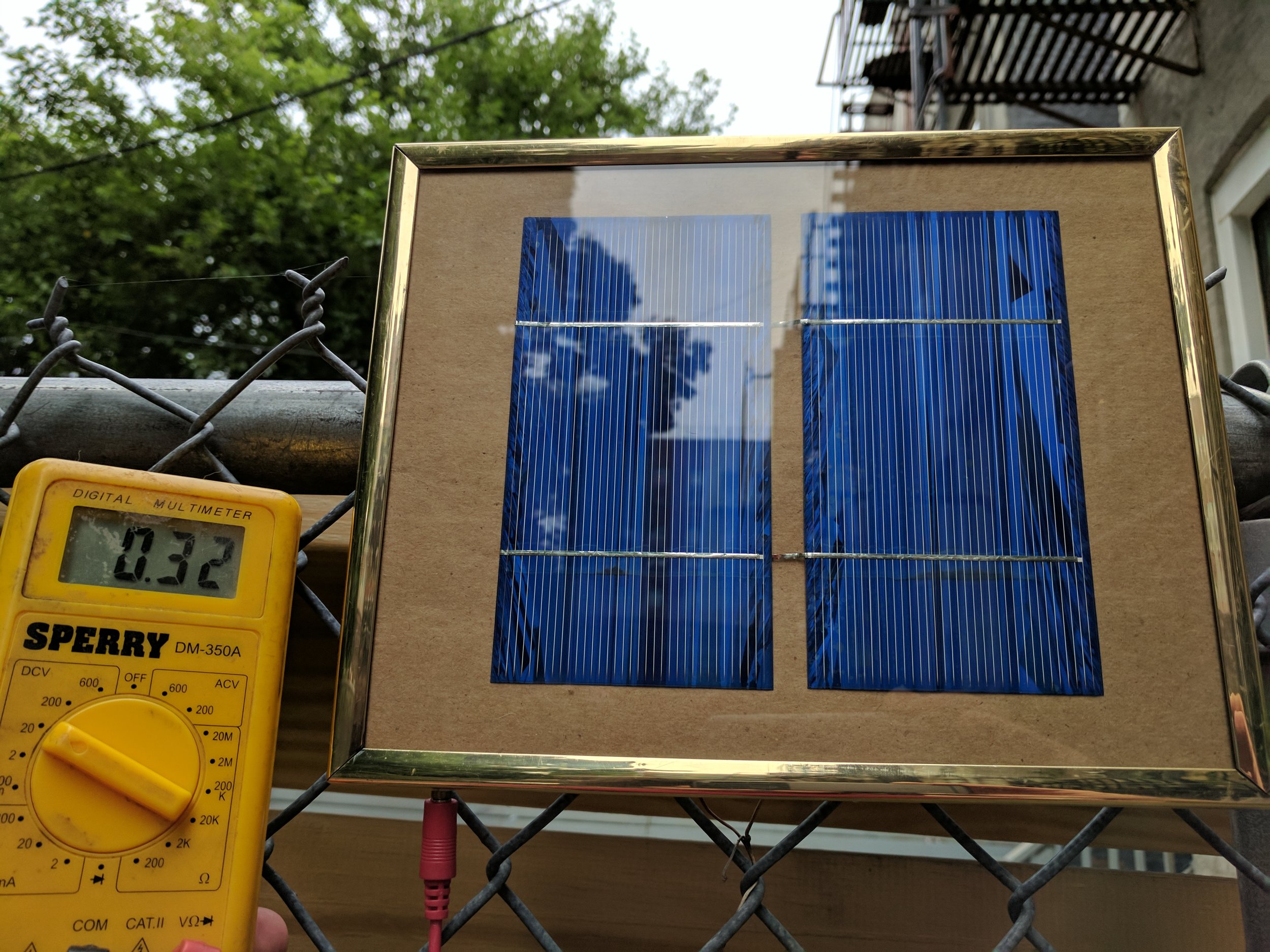 Generating 0.32V on a cloudy late afternoon in July.