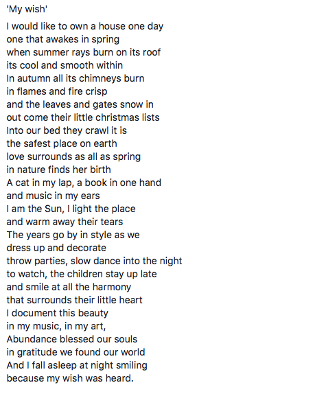 74. 'My wish'