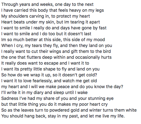 89. 'My heart, sadness & I'