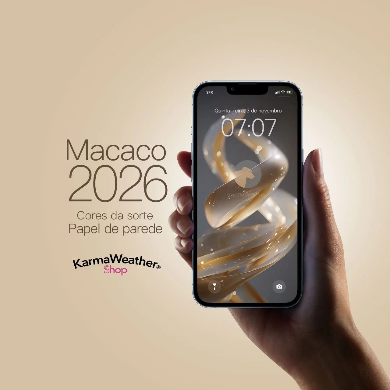 Papel de parede da Cor da Sorte 2026 para o Macaco para iPhone e Android – KarmaWeather by Konbi