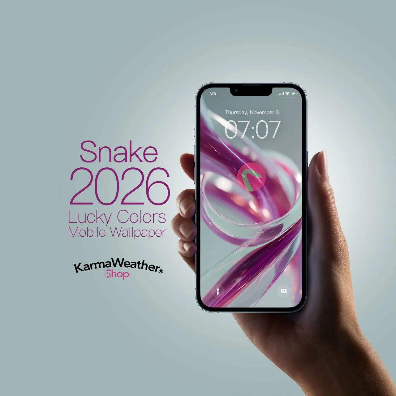 Snake Lucky Color 2026 Wallpaper for iPhone and Android - KarmaWeather by Konbi