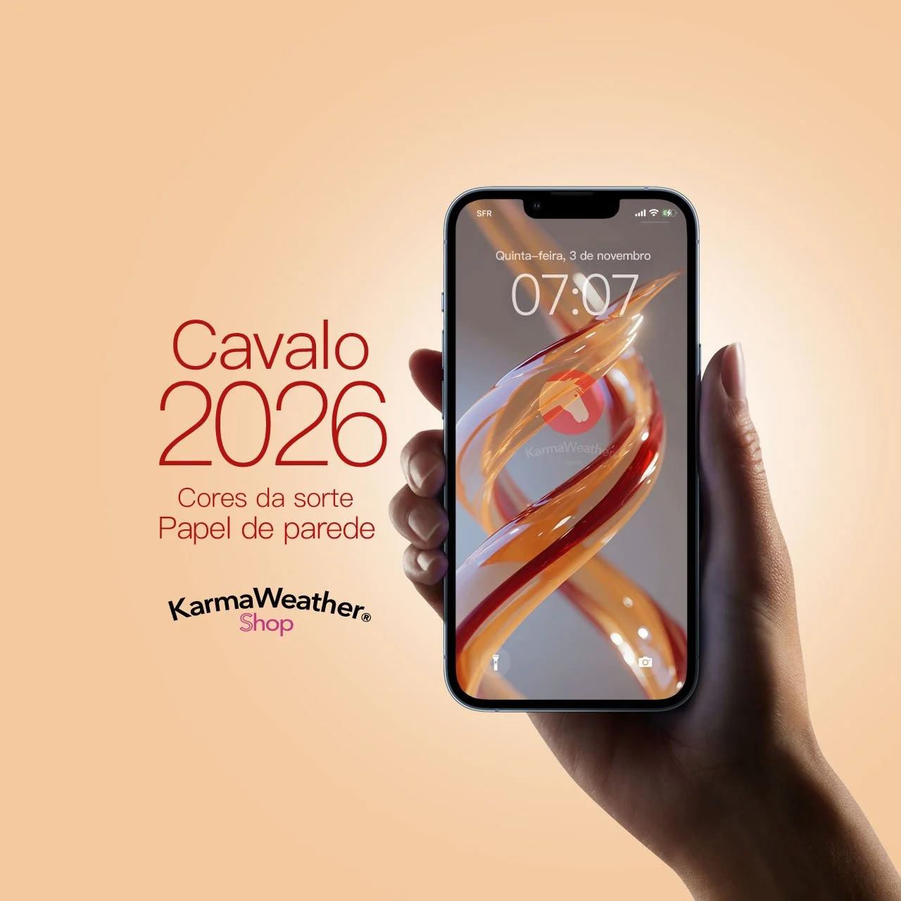 Papel de parede da Cor da Sorte 2026 para o Cavalo para iPhone e Android – KarmaWeather by Konbi