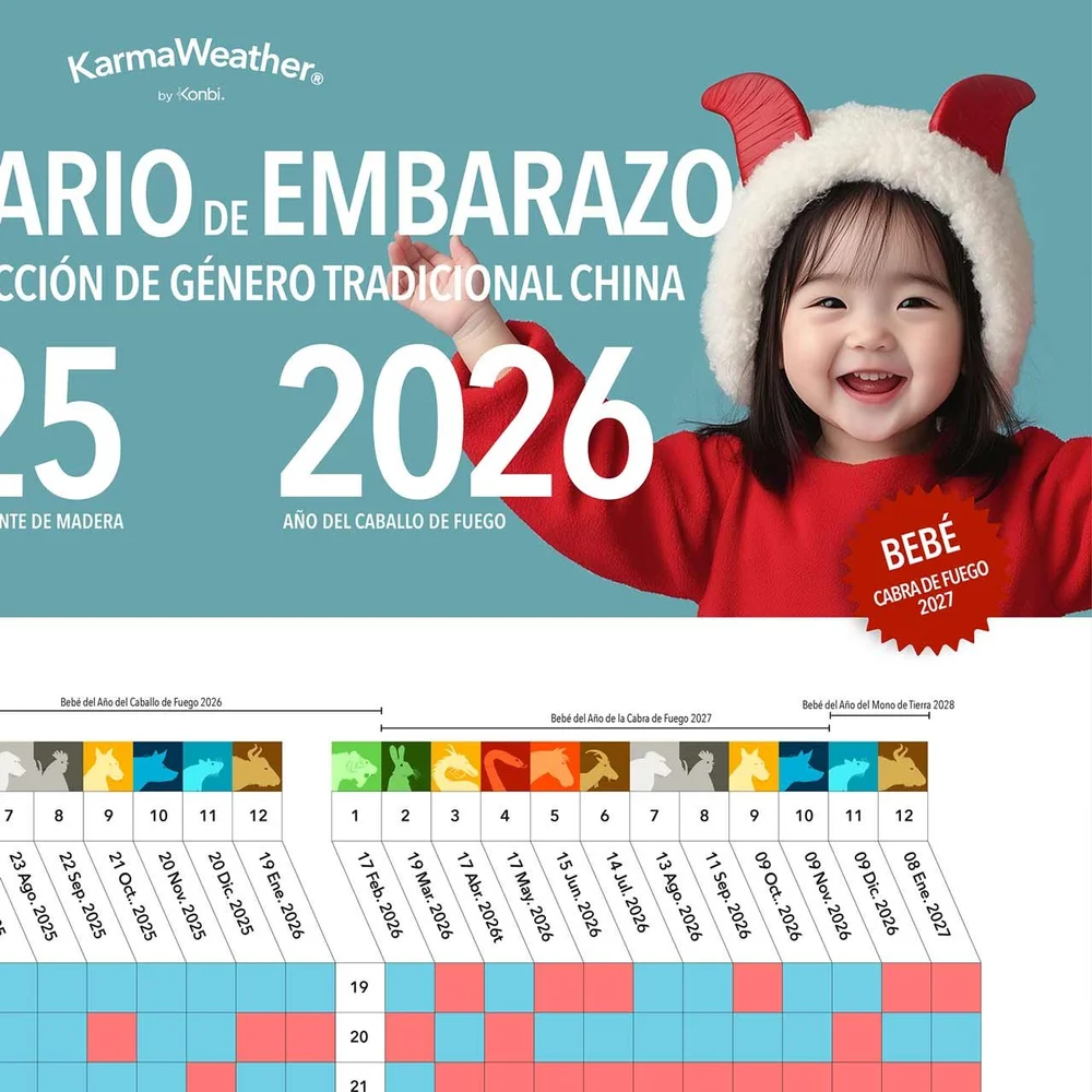 Póster del calendario de embarazo del horóscopo chino 2025-2026  KarmaWeather Shop
