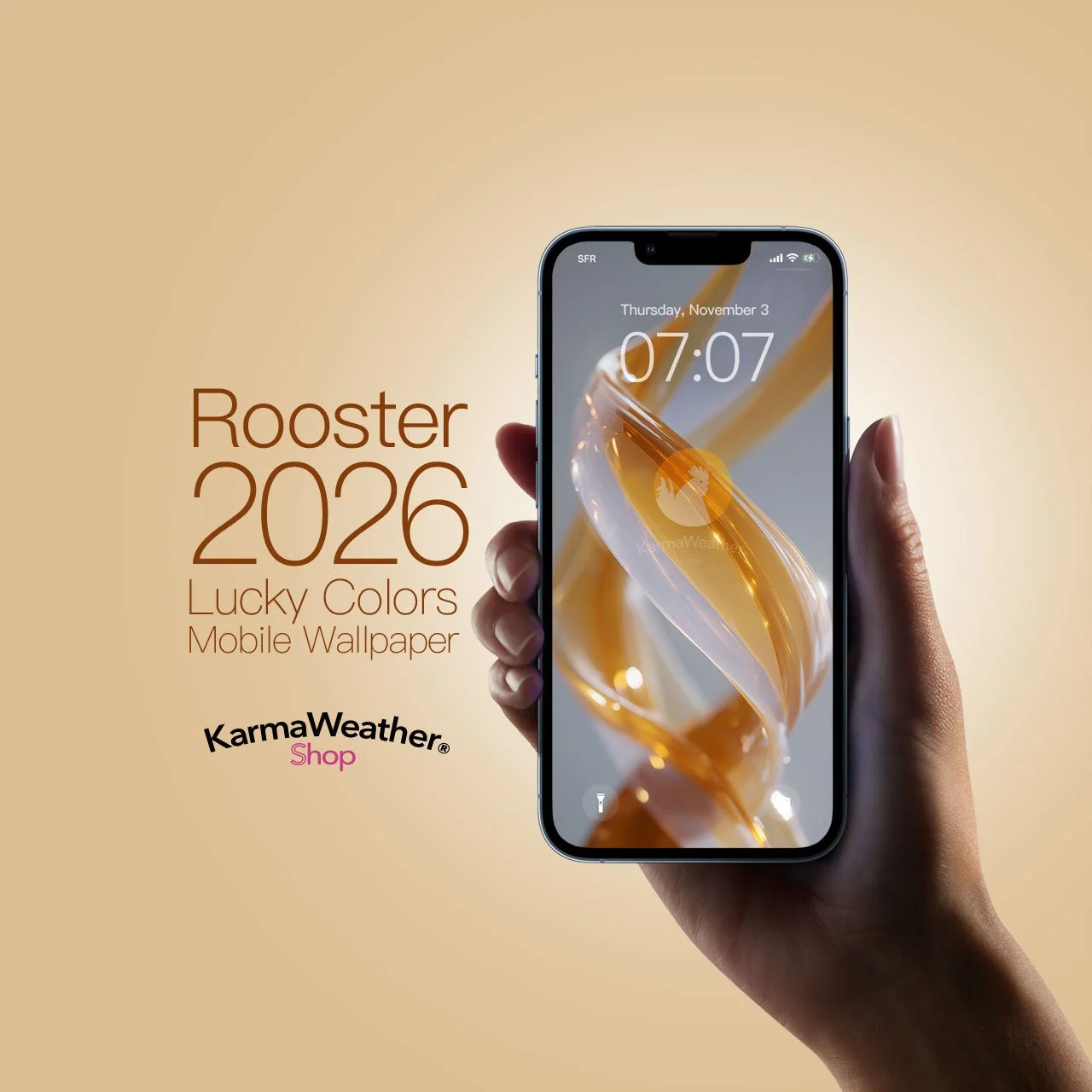 Rooster Lucky Color 2026 Wallpaper for iPhone and Android - KarmaWeather by Konbi