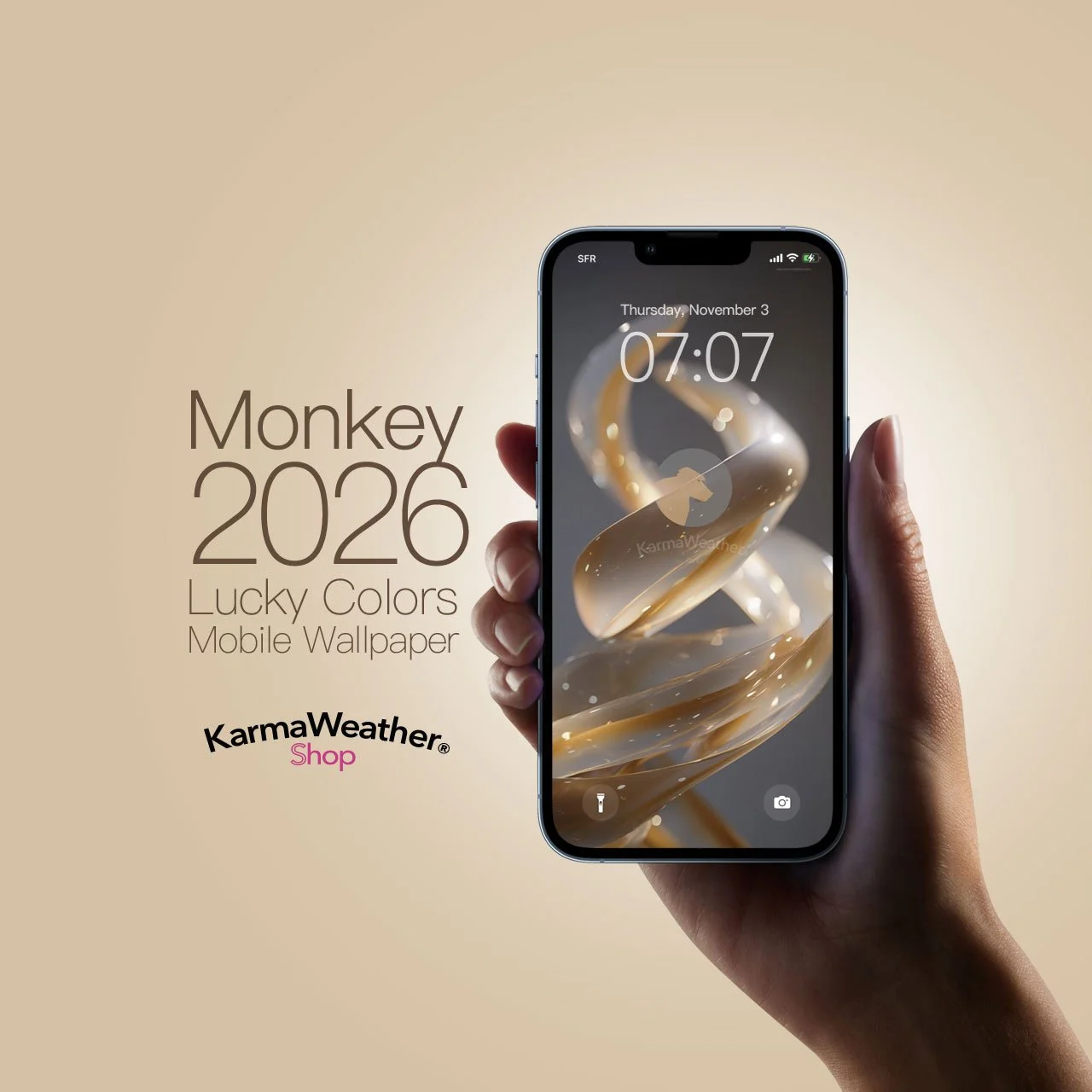 Monkey Lucky Color 2026 Wallpaper for iPhone and Android - KarmaWeather by Konbi