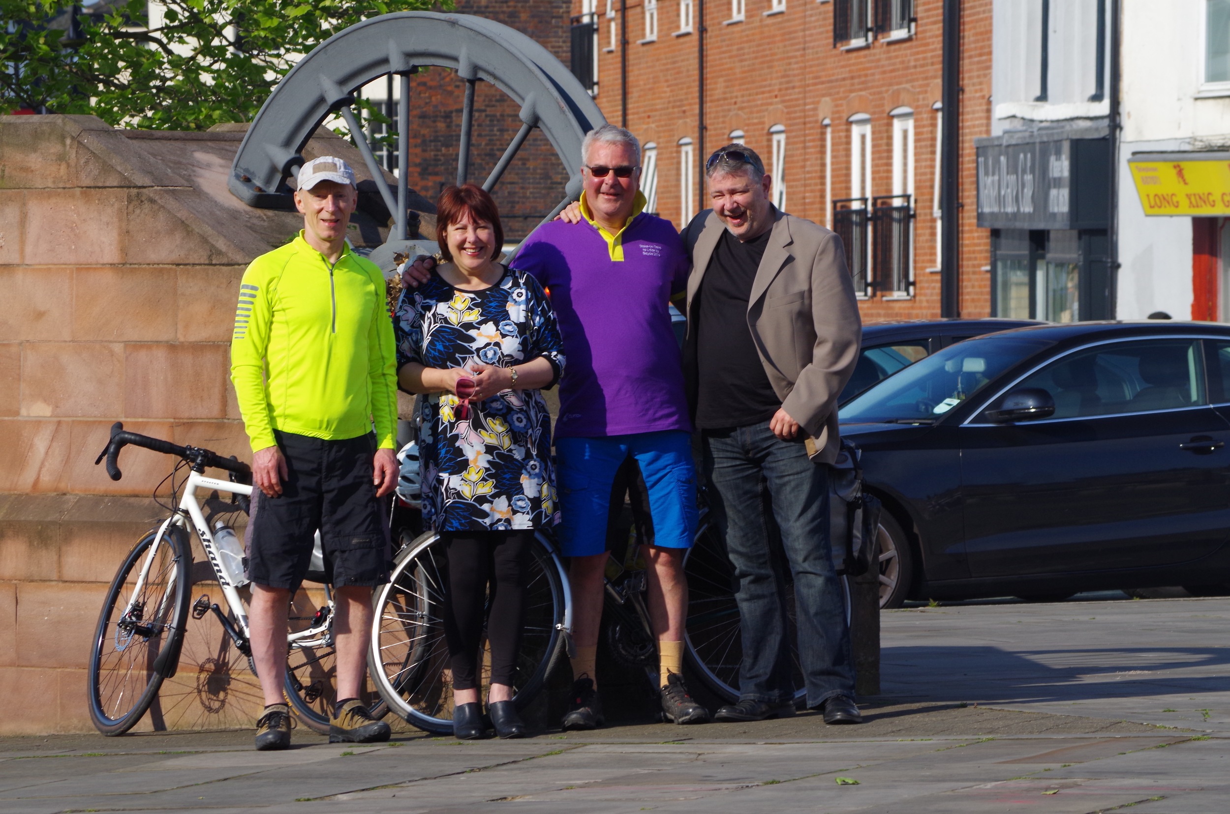 At the official start in Burslem: Mark, Cheryl Gerrard, Steve, Alan Gerrard