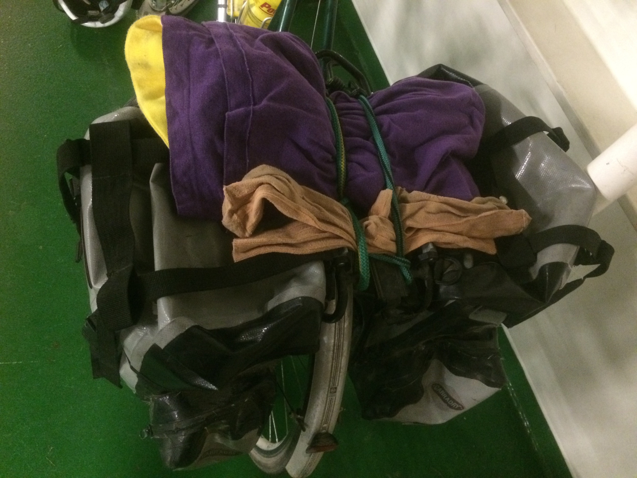 Drying wet gear... .