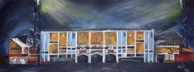 The Victoria Stadium, pain ting by Gaz Williams reproduced here with permission of the artist. See more of Gaz's work at http://www.artbygazwilliams.com/