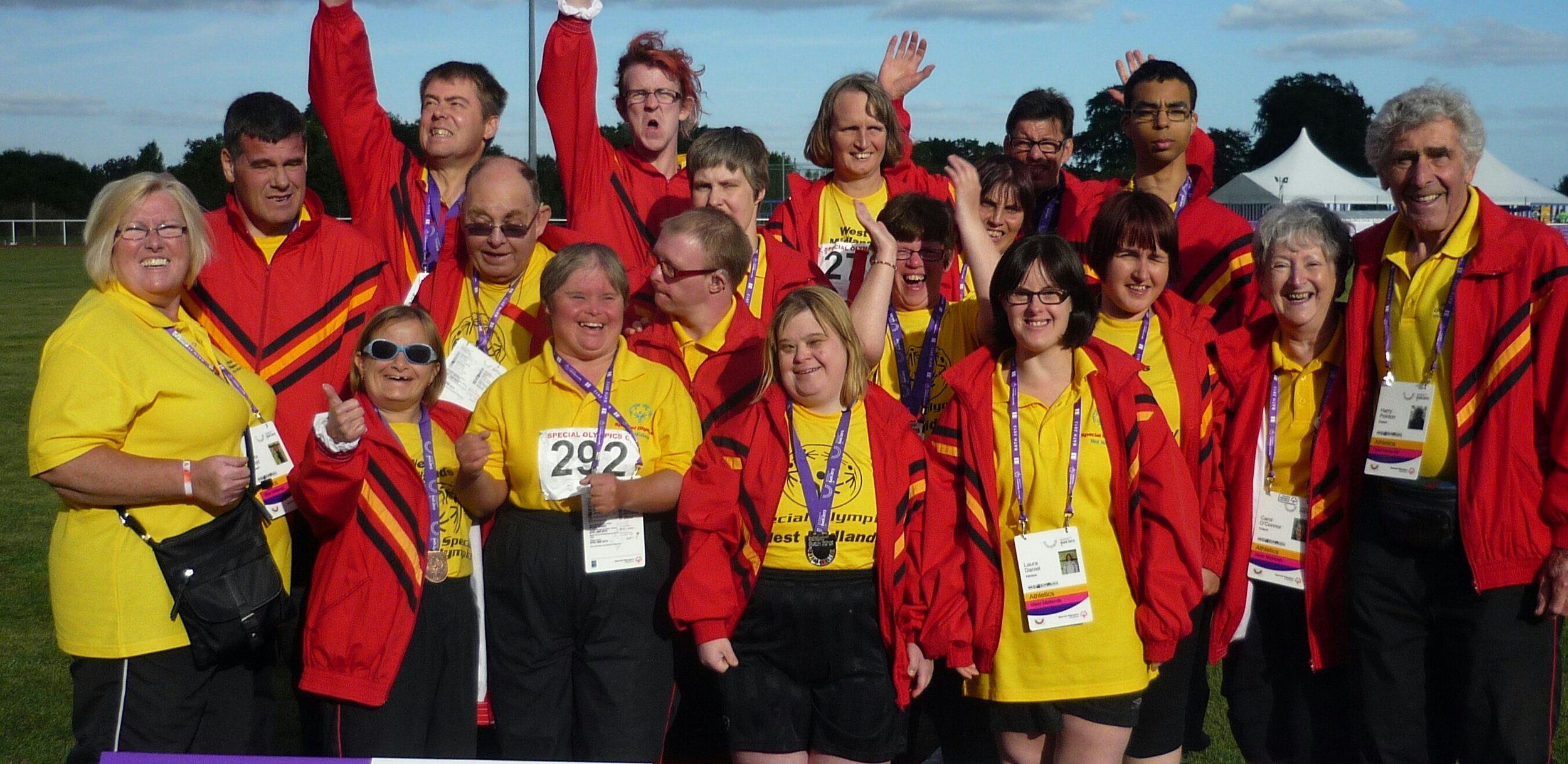 Some of the North Staffordshire athletes at the Special Olympics Games in Bath, 2013. Harry Pointon far right.