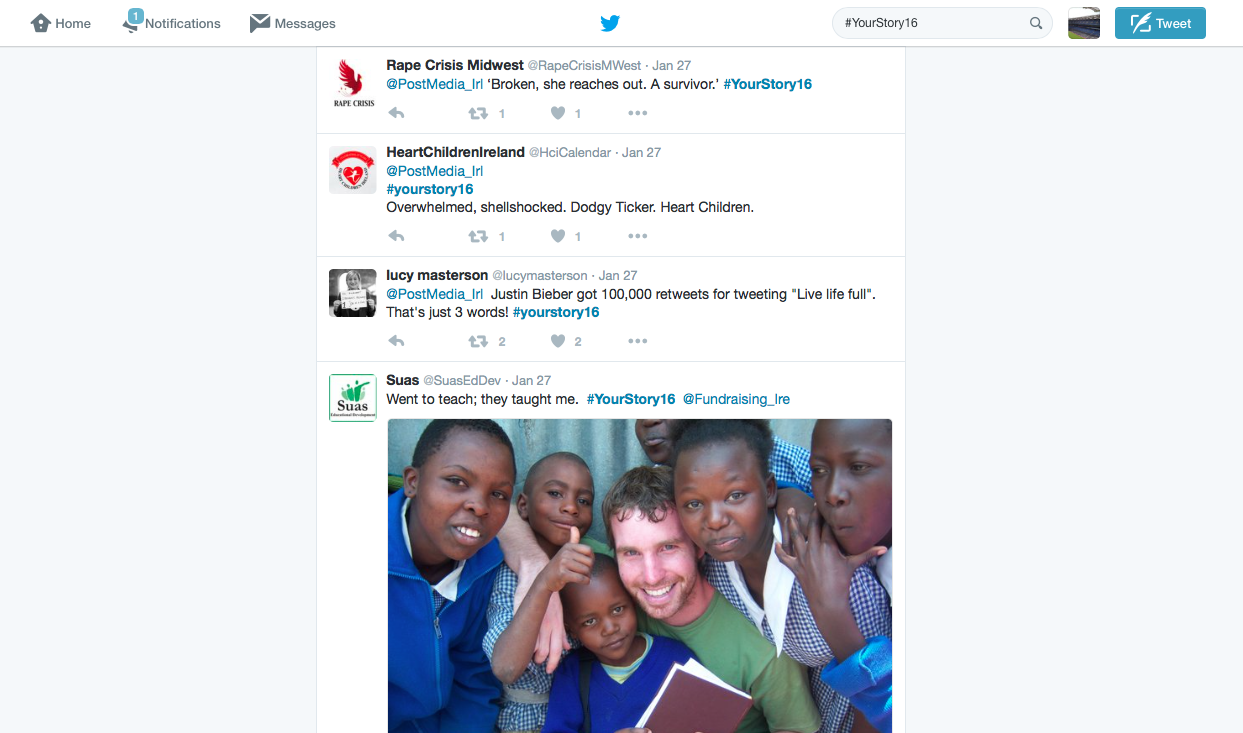 The twitter feed filling up with the entries to the 6-word short story competition