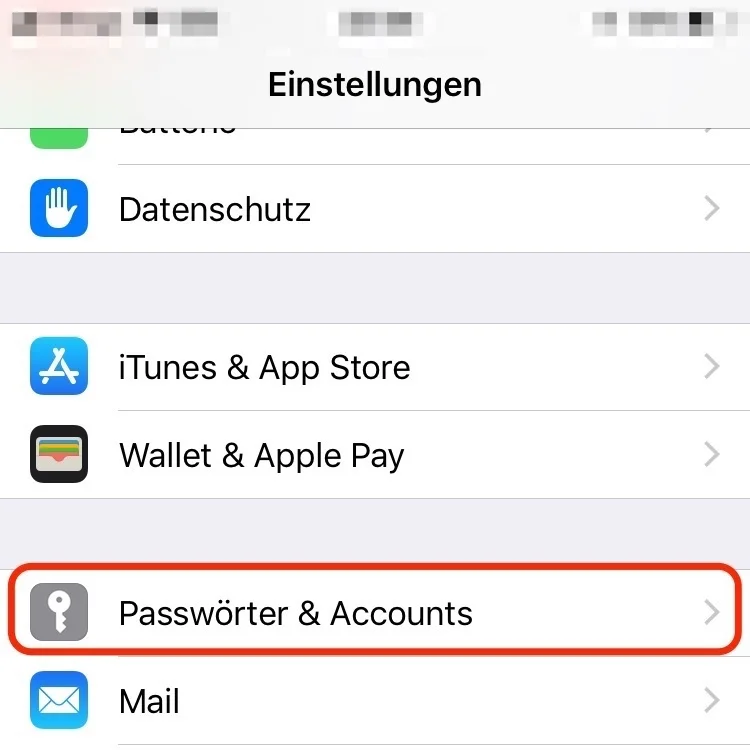 2. „Account & Passwörter“