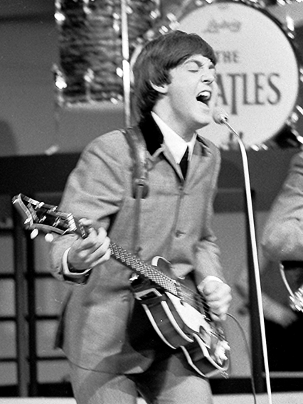 McCartney playing with The Beatles in 1964