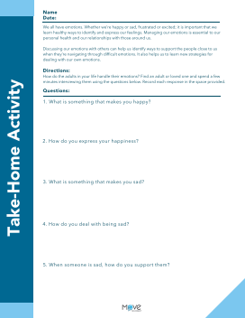  social emotional learning take home family interview activity 