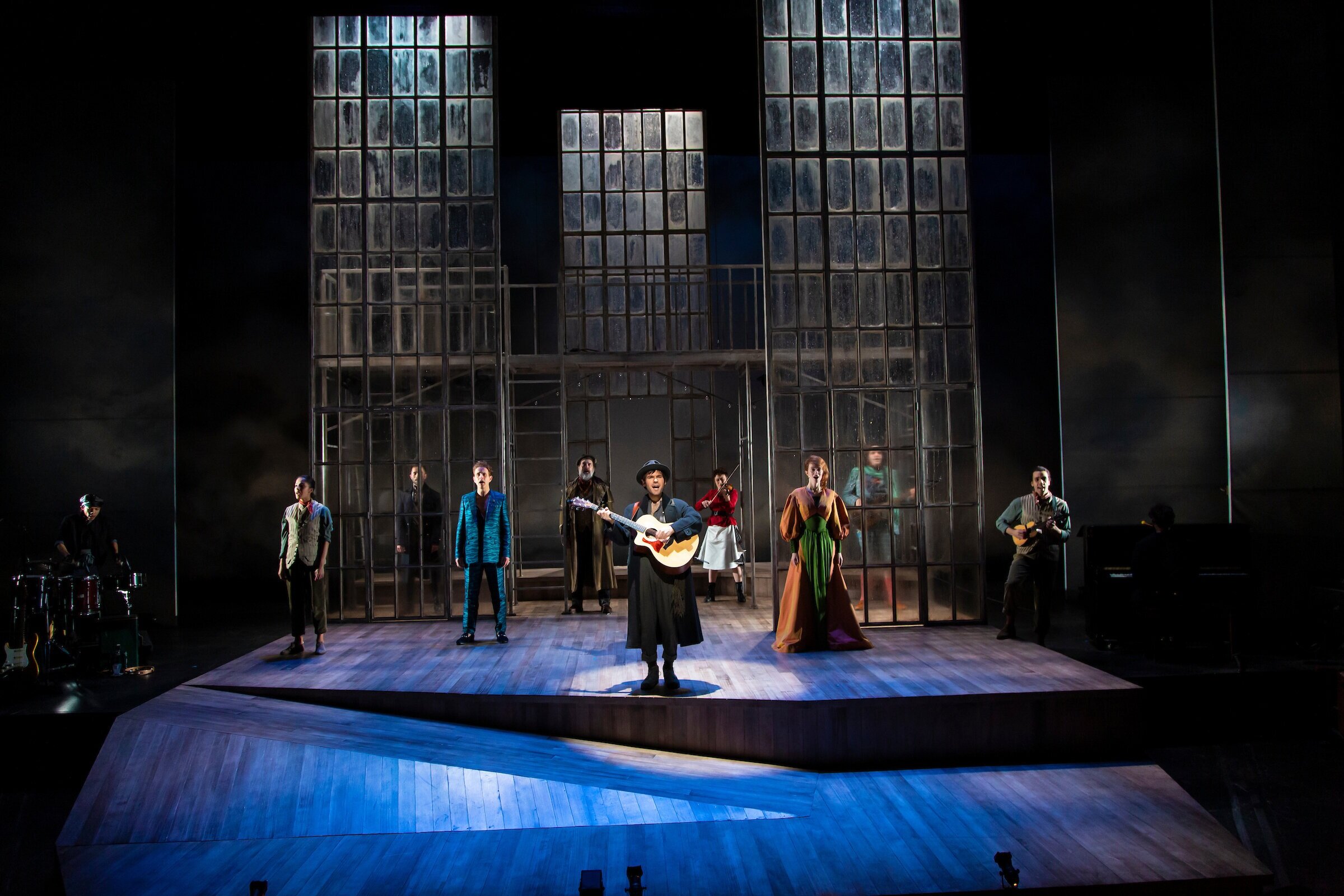  Tommy and the cast of Twelfth Night sing “The Wind and the Rain” in Twelfth Night directed by Sara Holdren at Two River Theater, 2020 (Photo by T Charles Erickson) 