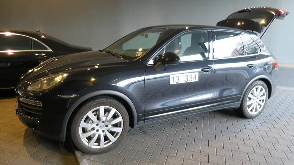 Ride to the plane in a Porsche SUV. The other vehicle available is a Mercedes-Benz S600