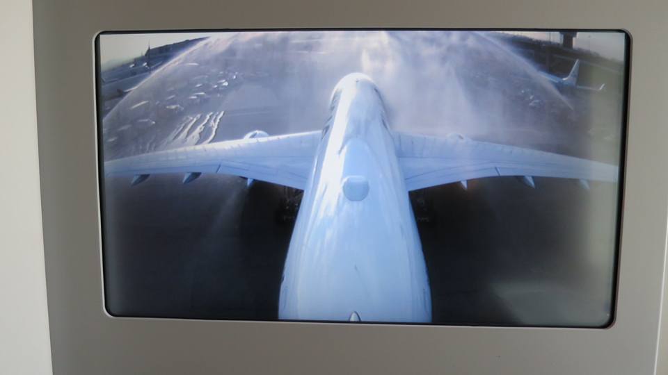 When we landed we got a water cannon salute