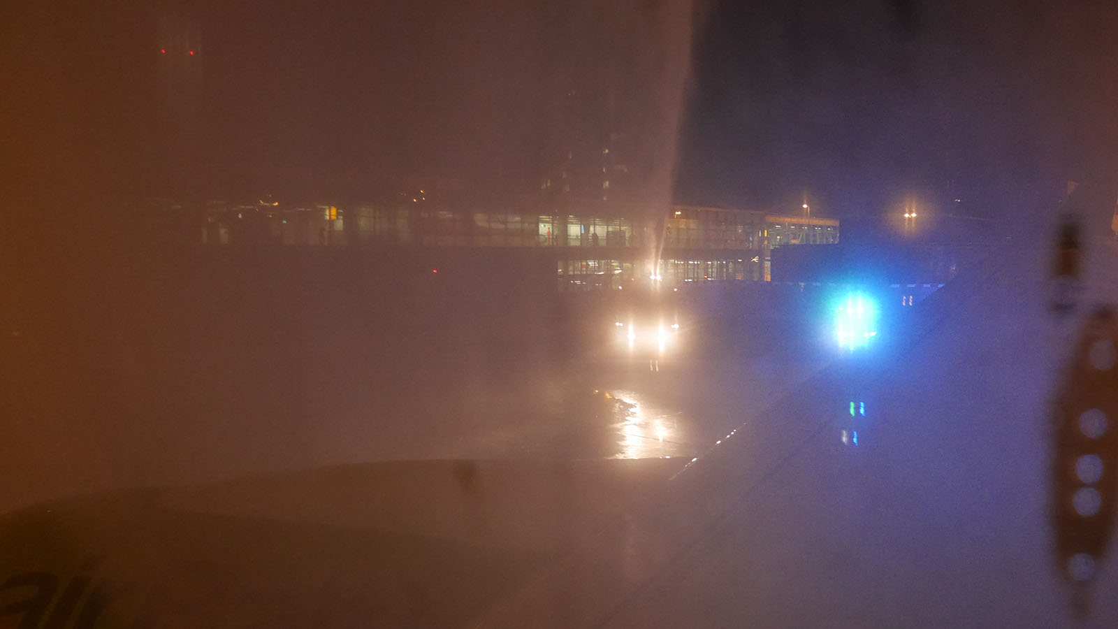 Got the water cannon salute after landing in Amsterdam