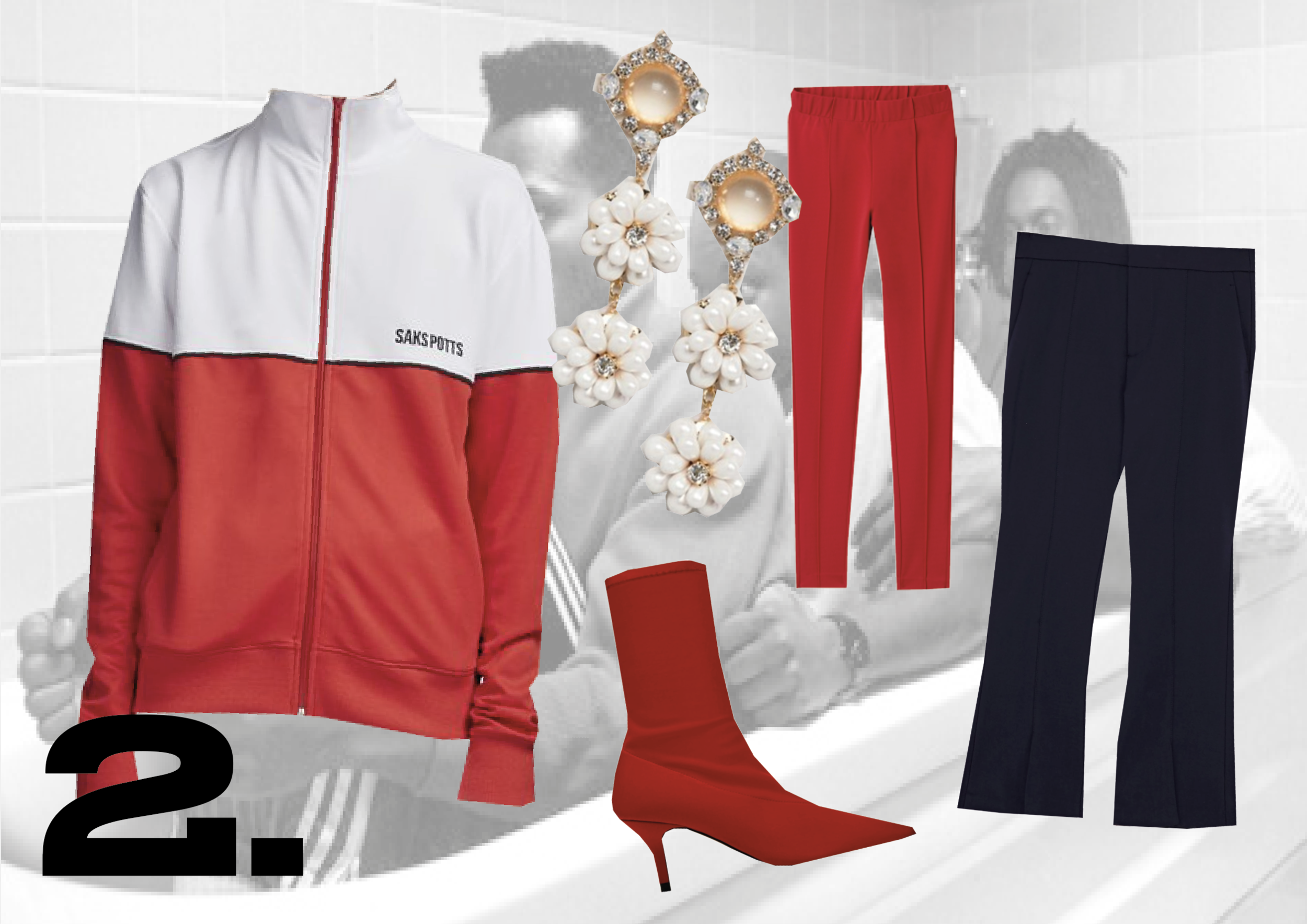 JACKET: Saks Potts | EARRINGS: ASOS | SOCK BOOTS: Zara | NAVY SPLIT-FRONT TROUSERS: Zara