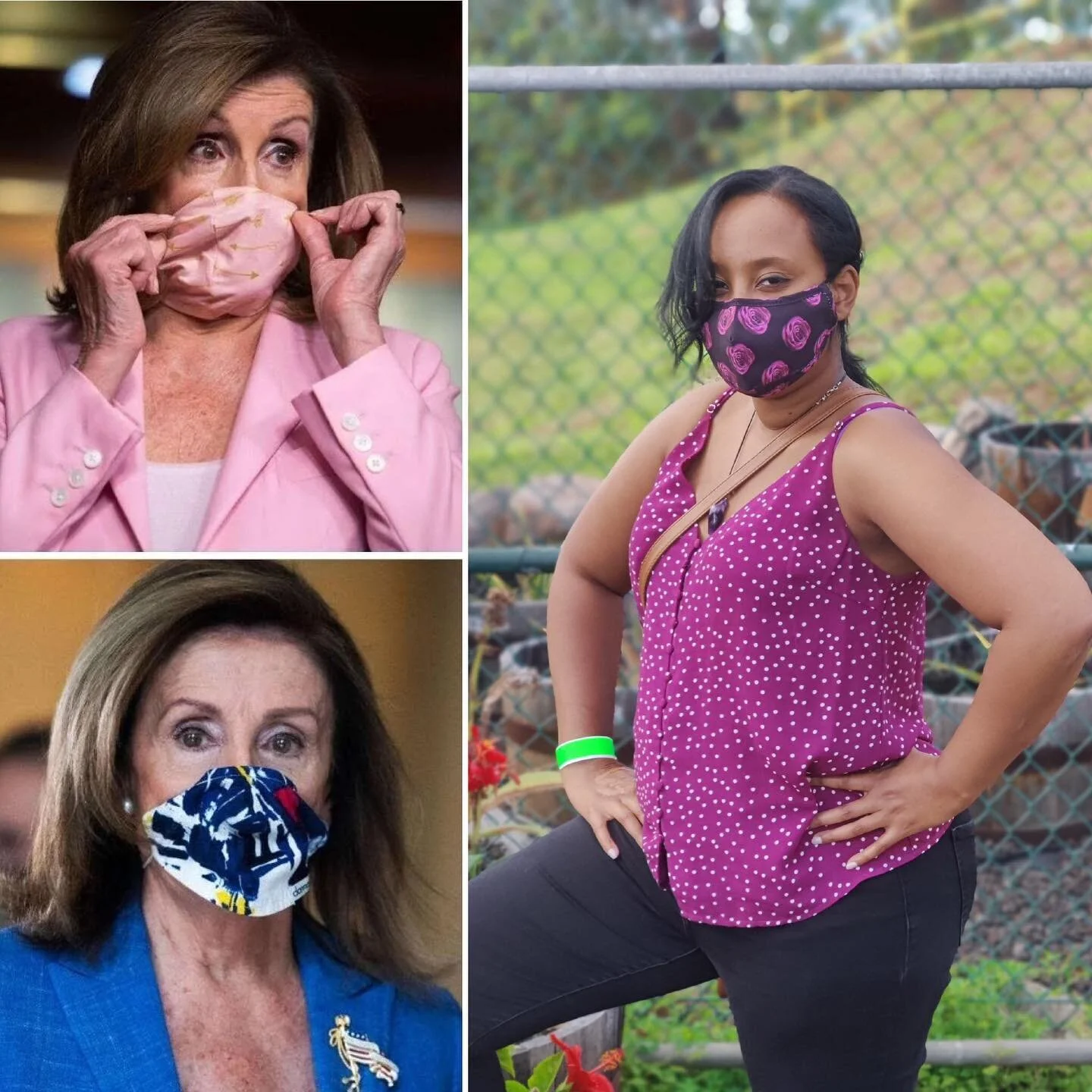 I&rsquo;m on my matching mask game inspired by fancy Nancy @speakerpelosi