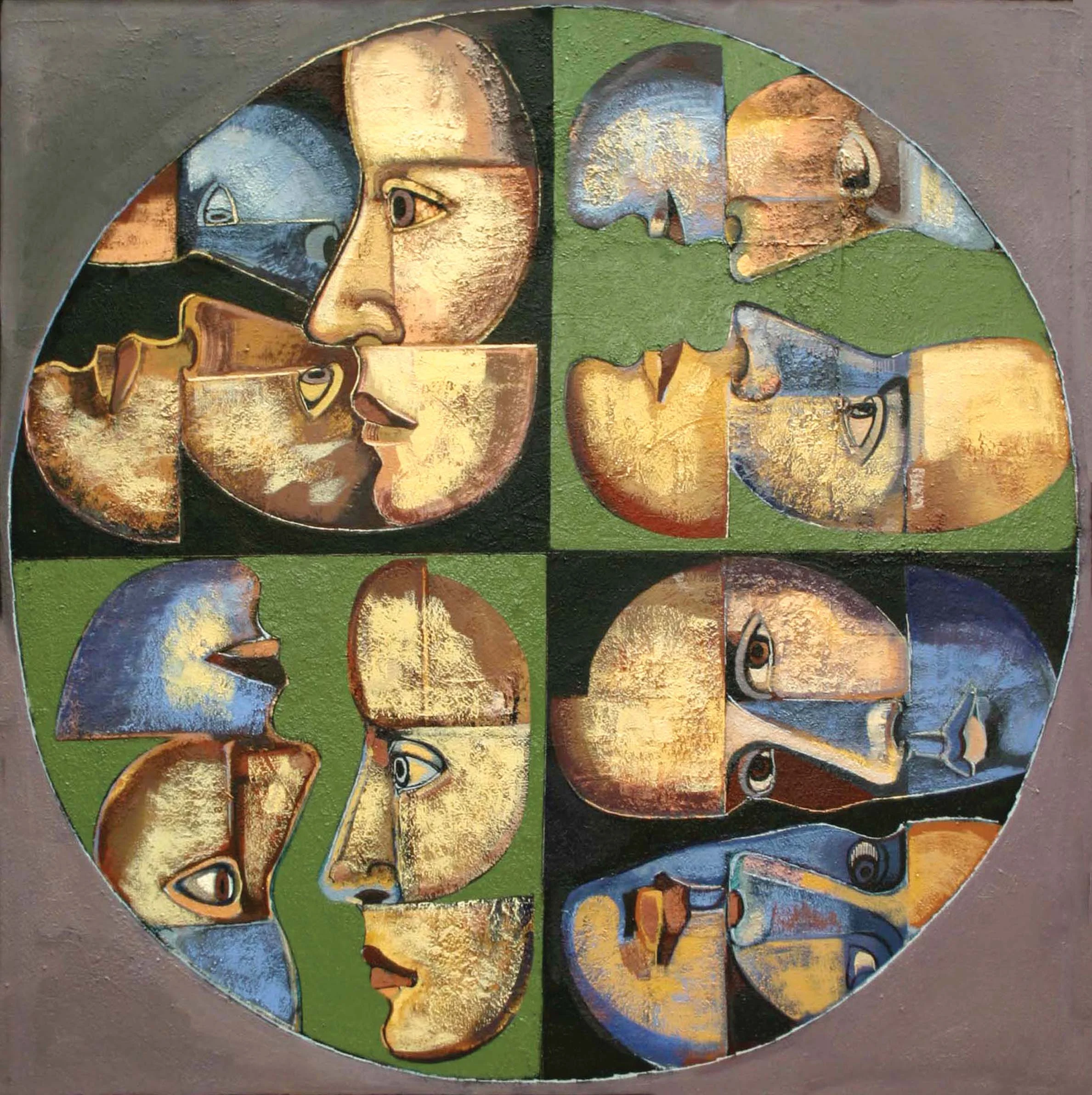 Augurios y premoniciones/Omens and premonitions, óleo/tela, oil/canvas, Guillermo Ceniceros permanent collection, 120 x 120 cm, 1993