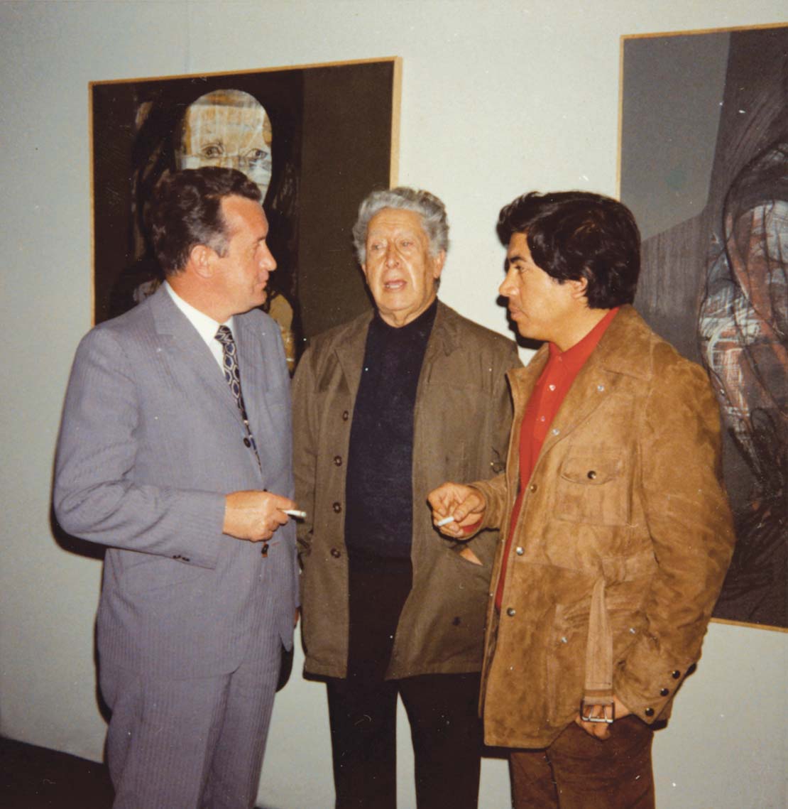 Con Richard Maishac, embajador de Polonia y David Alfaro Siqueiros/With Richard Maishac, ambassador of Poland and David Alfaro Siqueiros, 1970