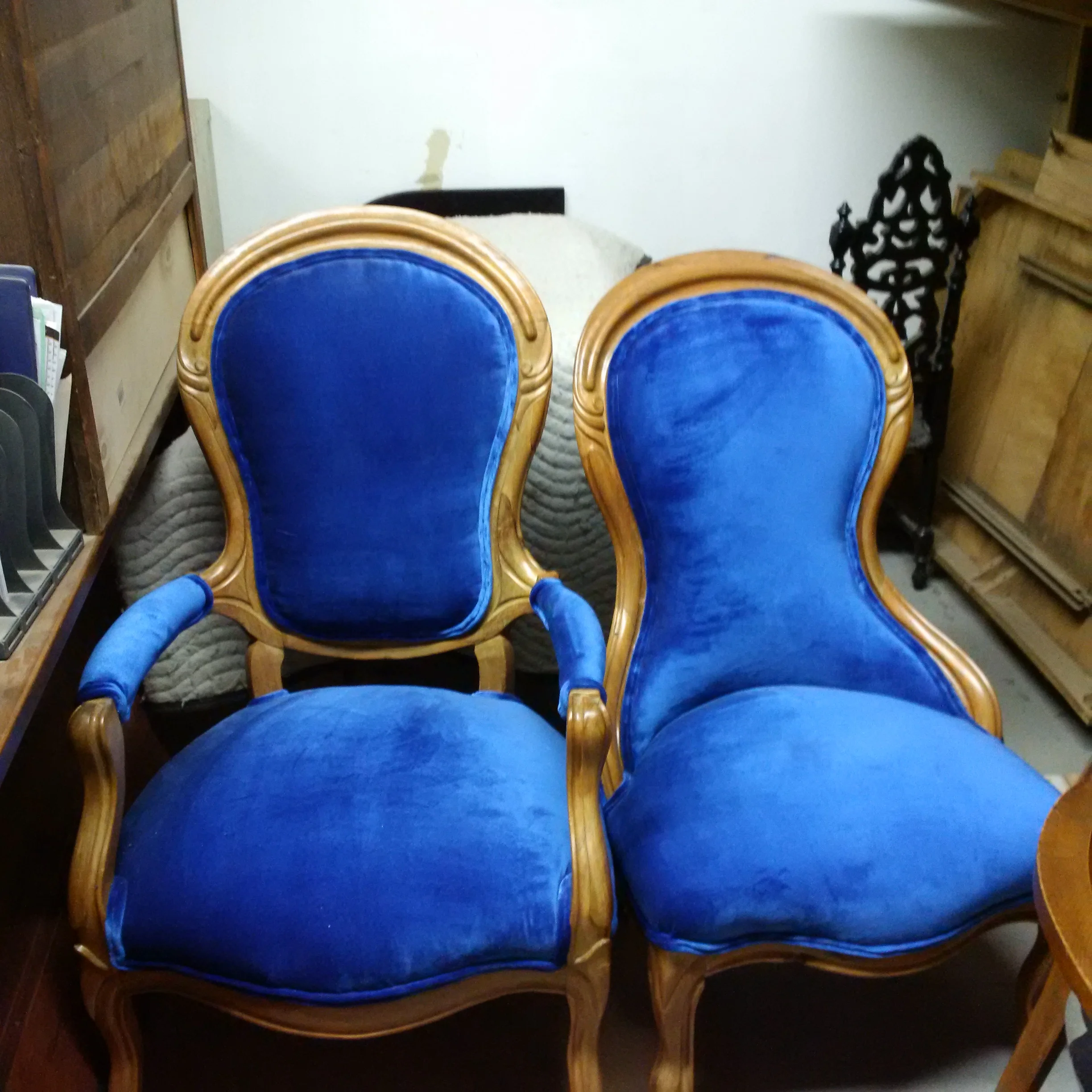 We also offer upholstery. You can bring your own fabric in, or choose from our supply. We have hundreds to choose from. 