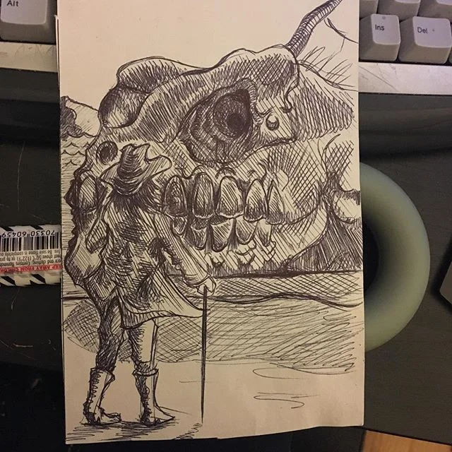 Hey it&rsquo;s another guy by another dead monster! Ballpoint pen ~1hr
#drawing 
#pencil
#pen 
#sketch
#draw
#illustration
#graphic
#graphicart
#monster
#monsters
#comic
#comics
#comicbook
#comicbookart
#illustrator #art #artwork #monster #ominous #f