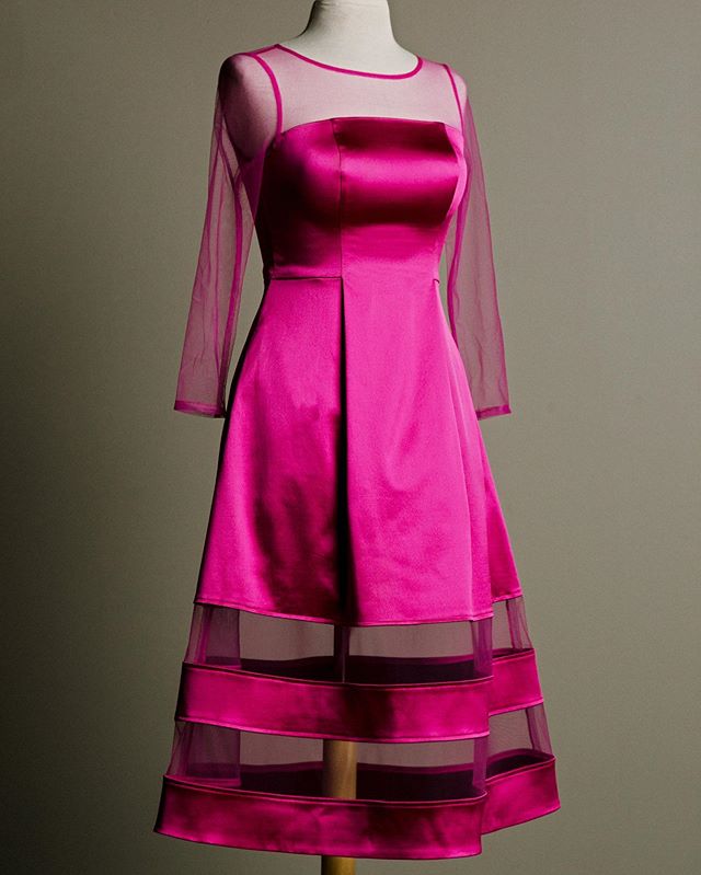 Wedding season is here and why not add splash of color to your night! Wear fuchsia  Italian stretch satin cocktail dress! Always custom and own the night!