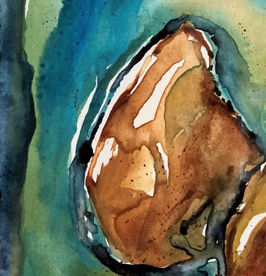 09. Bold Rocks. Blue Mountain Lake. Watercolor and hematite on paper. 9x9 detail I.jpeg