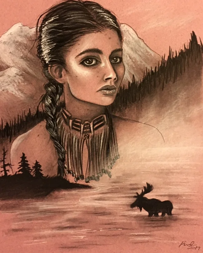 I figured if I am doing American landscapes, I should include some native american women, this is based off a photo of a shoshone woman