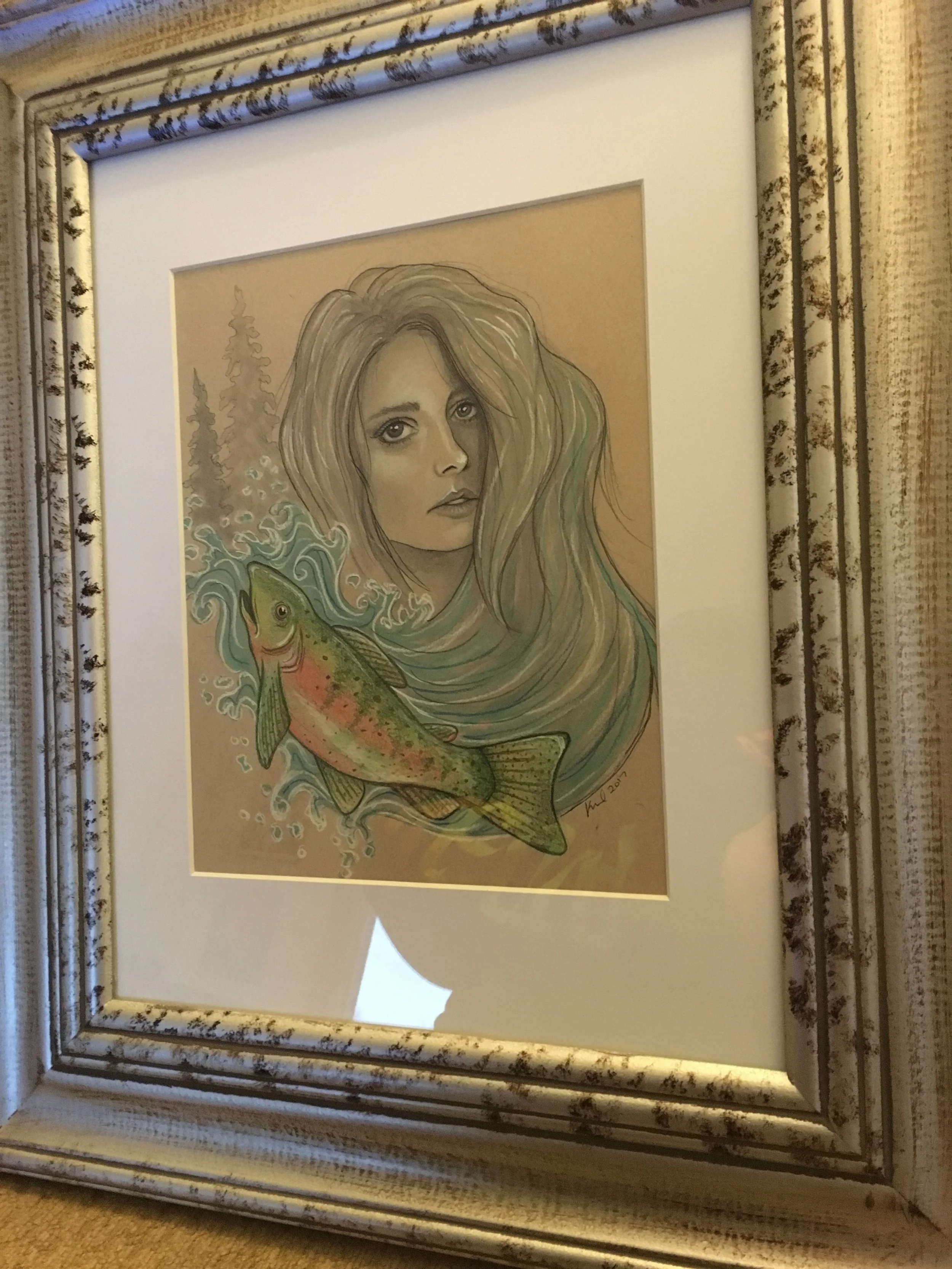 here is the showcased piece, matted and framed up