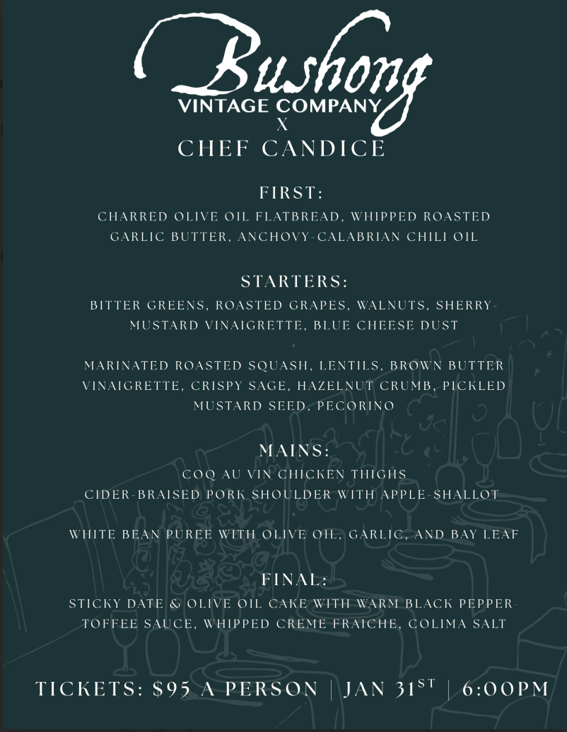 Pop-Up Wine Dinner at Bushong Vintage Company