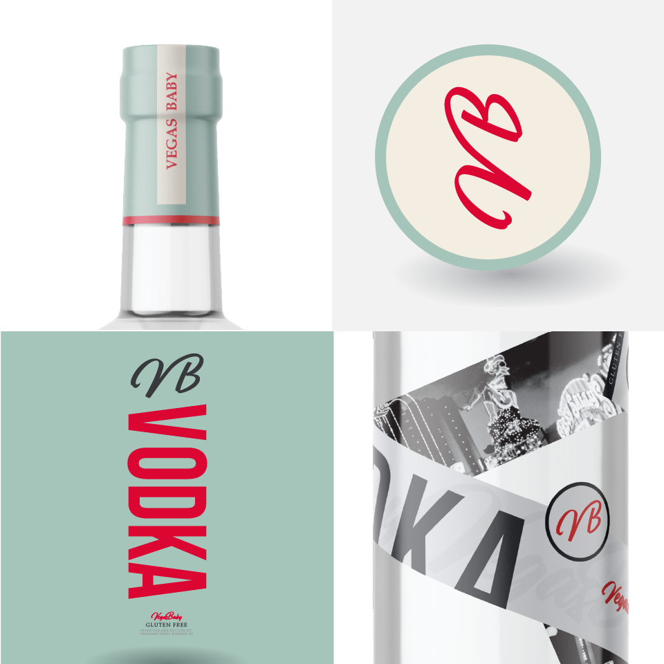 Vegas Baby Vodka bottle design