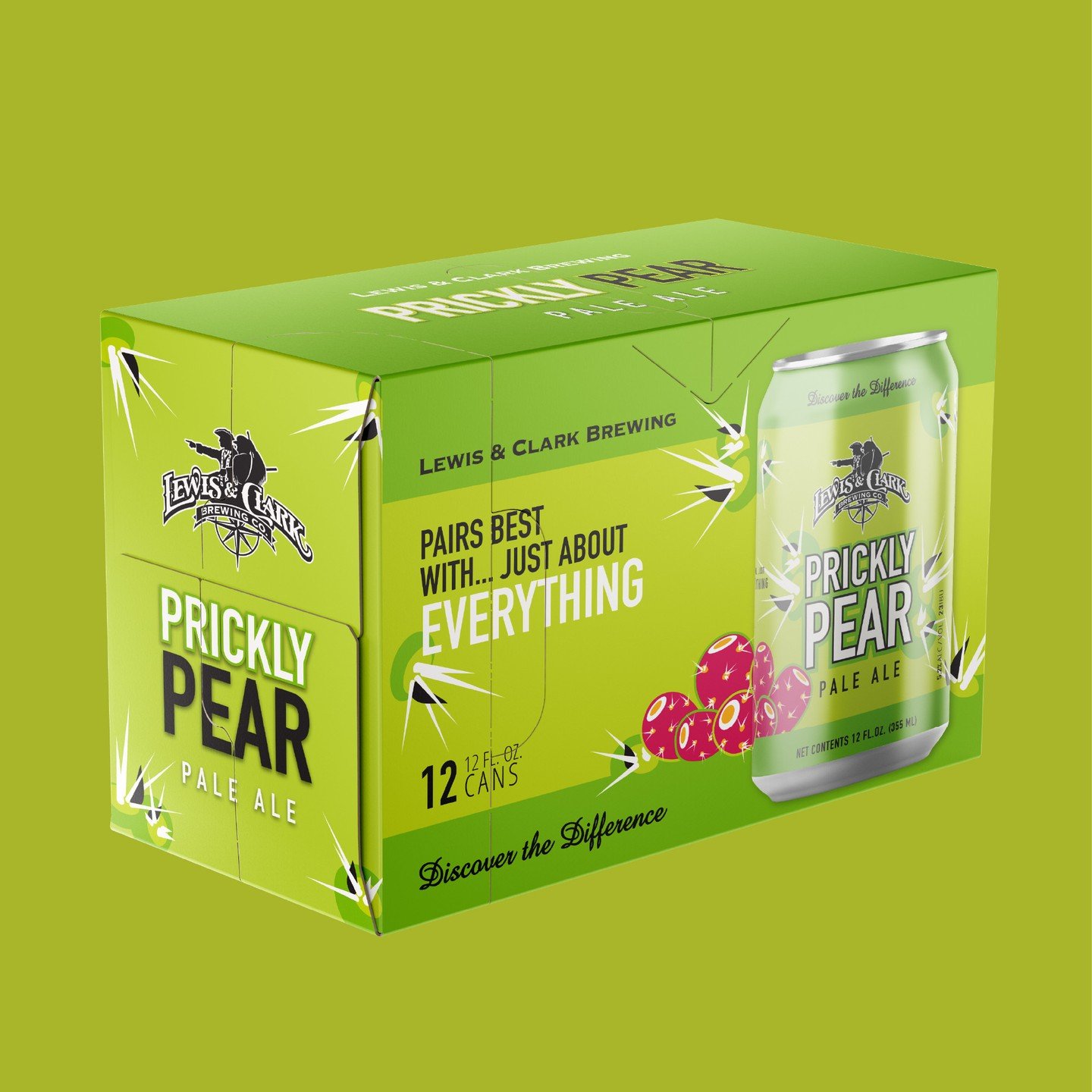 Packaging Design |  Lewis &amp; Clark Brewing Co⁠
⁠
Wrapping up the 12pack for the Lewis &amp; Clark staple, Prickly Pear! ⁠
This beer is named after the Prickly Pear Cactus that Lewis &amp; Clark found in the Helena area as they explored the Missour