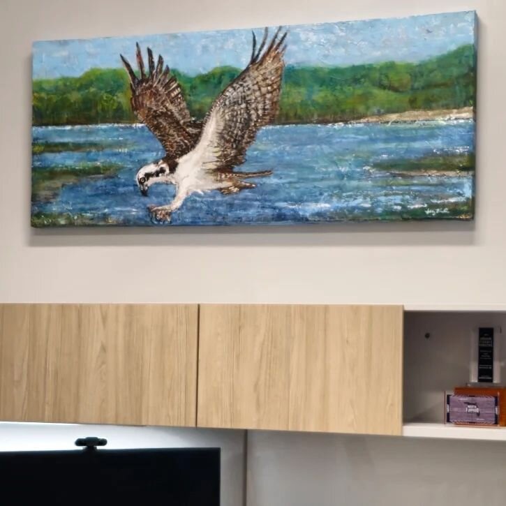 Installed at CSI Companies today! Go Ospreys! Thank you to CSI Companies for choosing local❤️ #art #jacksonville #commissionartist #heavytextureartwork