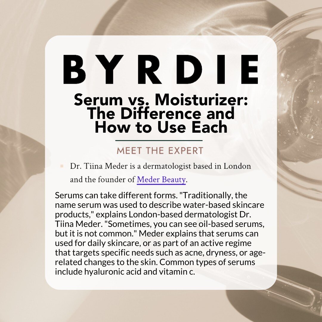 Great insights from dermatologist &amp; Meder Beauty founder Dr. Tiina Meder in this story for Byrdie last week! The FACTEUR team is a big fan of Meder's antioxidant serums &ndash; visit mederbeauty.us to shop. #facteurclientnews 🌿⁠
⁠
⁠
#beautypr #p