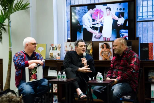 Image Above: ©Elizabeth Mealey, Mickey Boardman (left), Isaac Mizrahi (center) and Nick Waplington (right) at the Rizzoli Bookstore