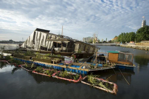 Image above: Mary Mattingly (American, born 1978), WetLand , 2014. Modified houseboat, 204 x 540 x 144 inches. Courtesy Mary Mattingly. Photo © Jacques-Jean Tiziou
