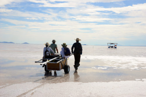 Center for Land Use Interpretation, Steve Badgett, and Chris Taylor. Great Salt Lake Exploration Platform, 2015. Mixed media, 192 x 408 x 216 inches. Supported, in part, by the Graham Foundation for Advanced Studies in the Fine Arts for deployment by The Center for Land Use Interpretation (CLUI). Courtesy the artists. Photo: The Center for Land Use Interpretation.