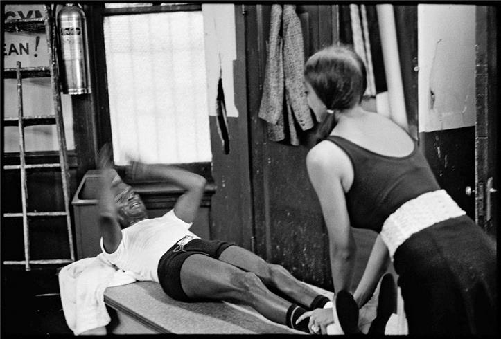 Image above: ©Glen Craig, Miles Davis and Margarita doing sit ups at Gleason's gym, NYC June 1970, 1970 / Courtesy of Morrison Hotel Gallery