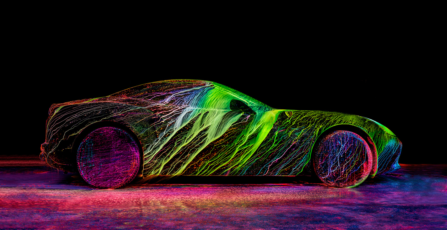 Image Above: ©Fabien Oefner, Still Photograph from the Project, "The Visualisation of Speed;" in collaboration with Ferrari / Courtesy of the Artist