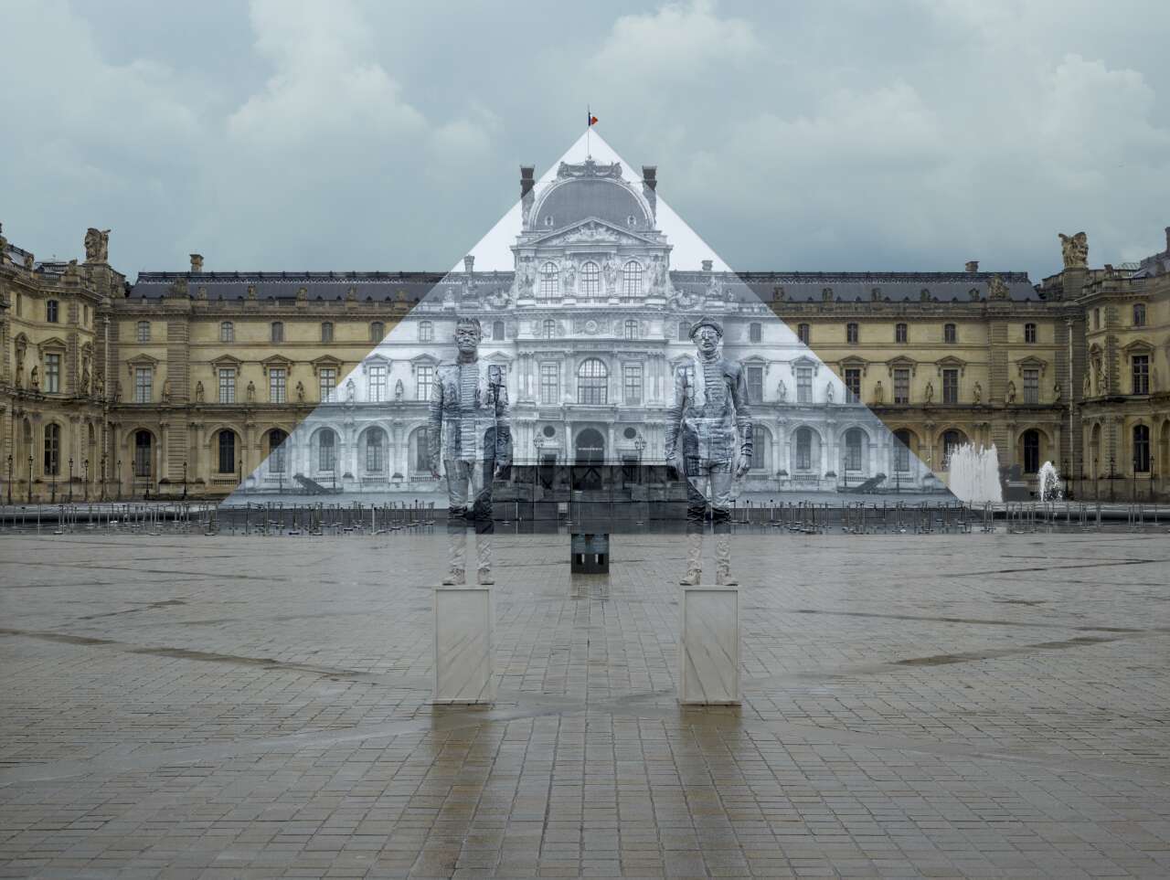 Hidden in the City: the Louvre Pyramid (with JR) , 2016, Courtesy of Liu Bolin & JR.