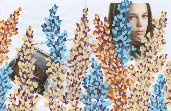 Untitled (Alicia Vikander by Patrick Demarchelier for Louis Vuitton), 2016 Acrylic on Magazine Pages 11.25 x 17.25 inches