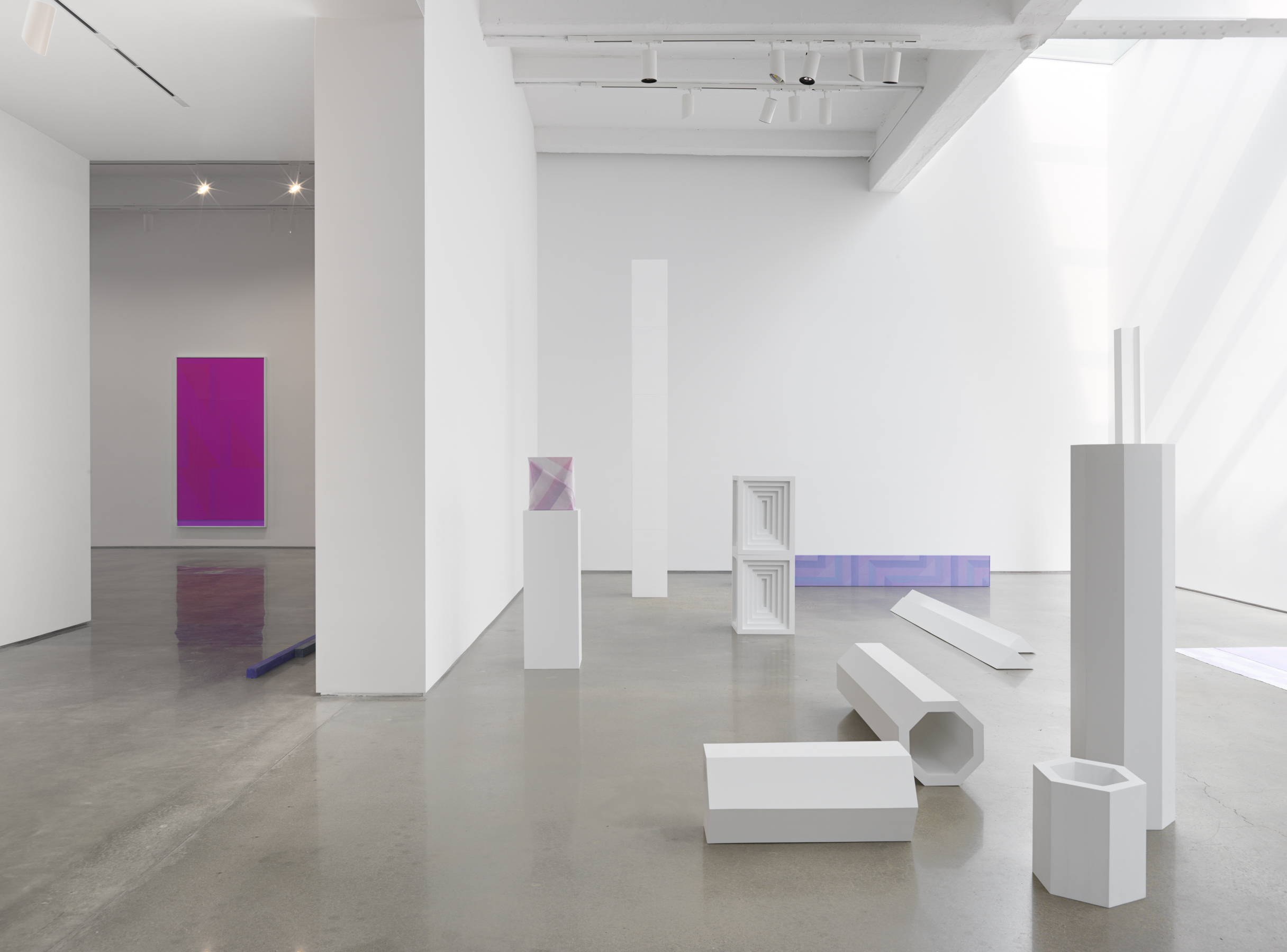 Sara VanDerBeek, "Pieced Quilts, Wrapped Forms." Installation view, 2016. Metro Pictures, New York. Photo: Genevieve Hanson Courtesy of the artist and Metro Pictures, New York