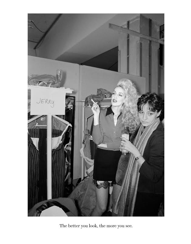 Jerry Hall backstage at the Vivienne Westwood fashion show, Paris, 1996