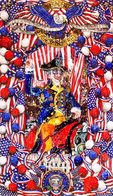 “The American Fabius”, 2016 - acrylic paint, gold and silver leaf on plexiglass, Led screen, video loop dimension: 4x7ft