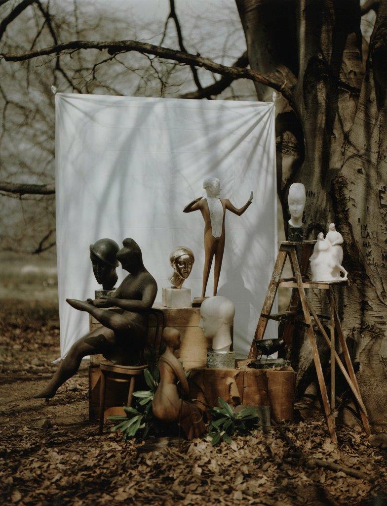 Leslie Gill, Garden of Sculptor, Eli Nadelman, NY, 1948, Dye transfer print, printed later, 22 3/4 x 19 in